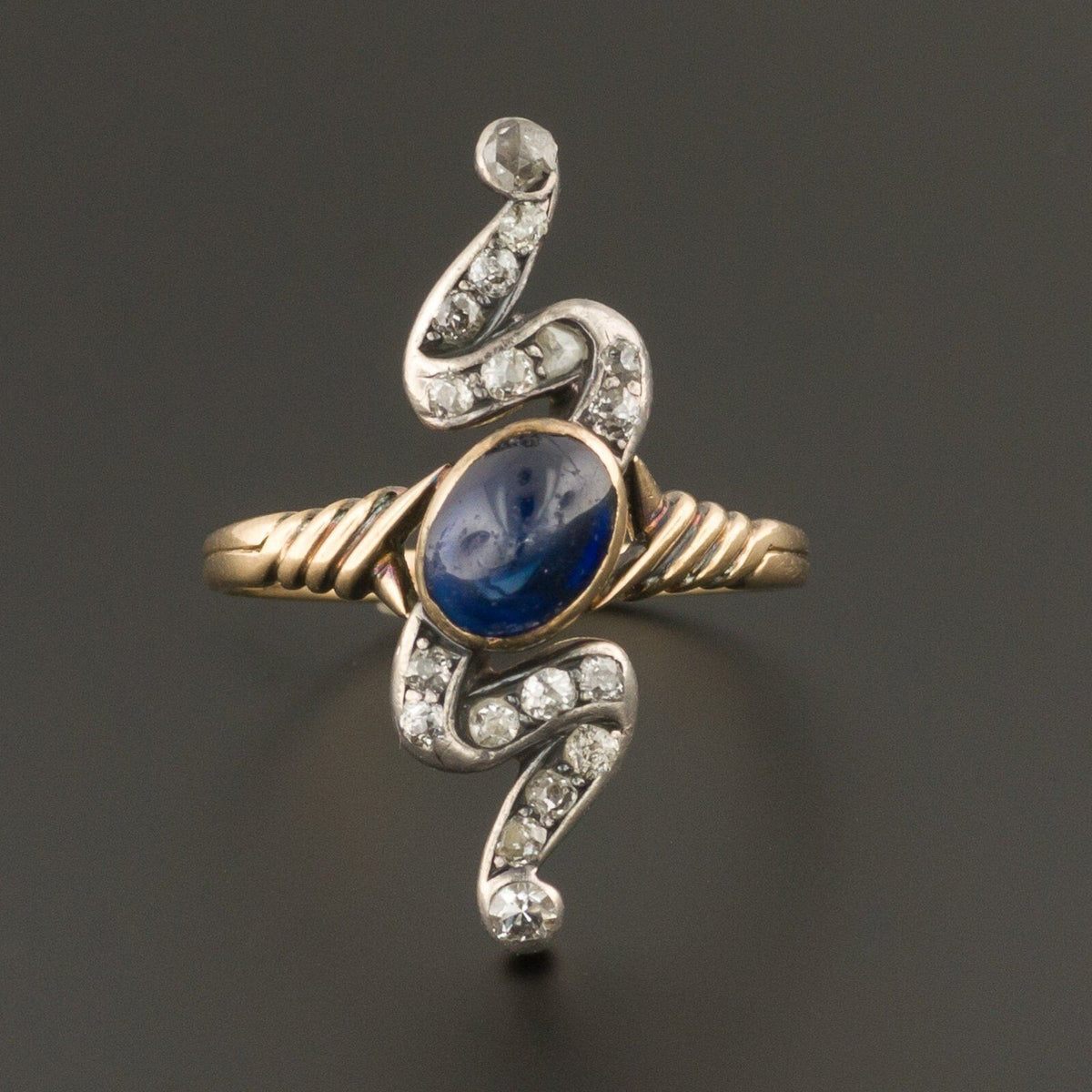 Sapphire &amp; Diamond Ring | Antique Ring - Trademark Antiques