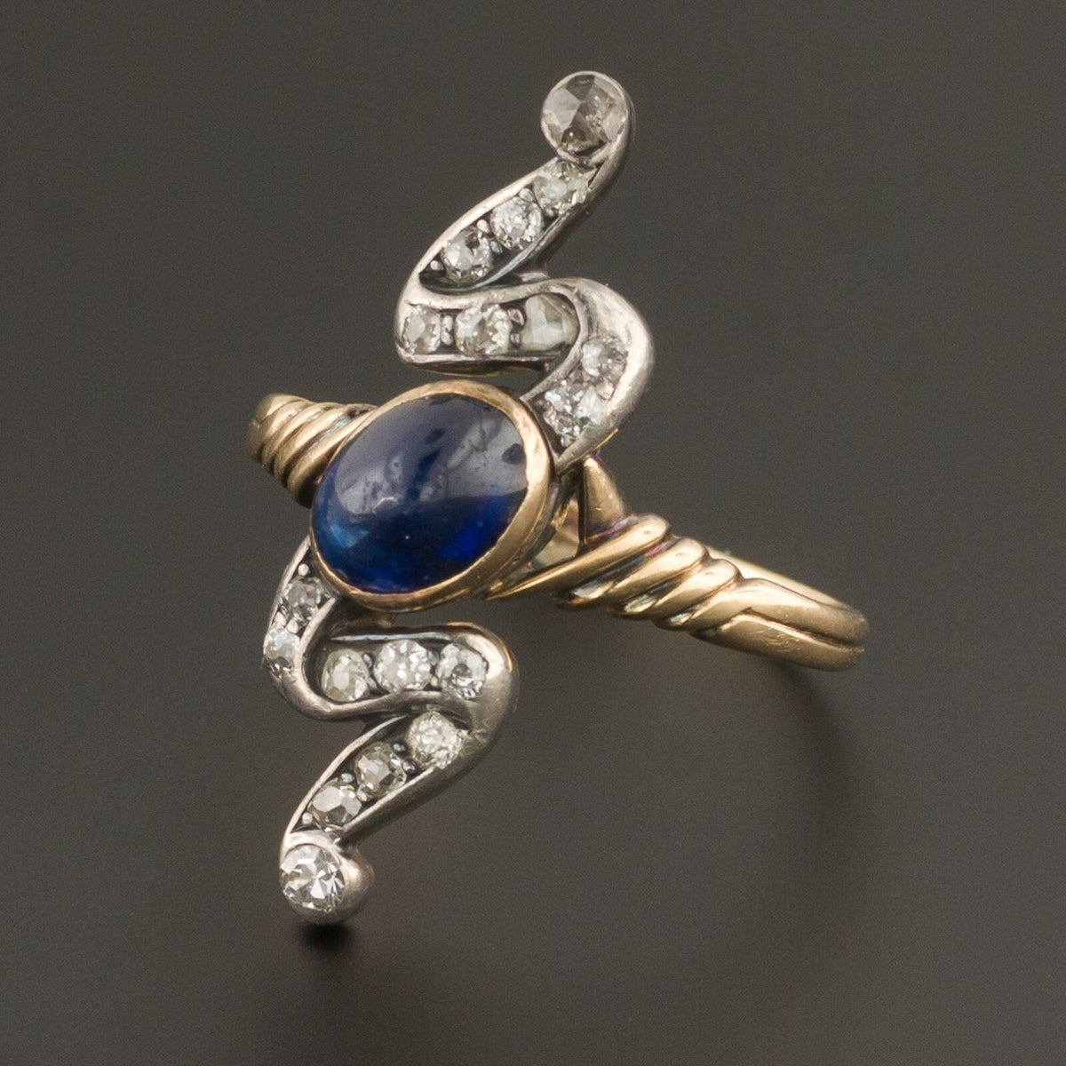 Sapphire &amp; Diamond Ring | Antique Ring - Trademark Antiques