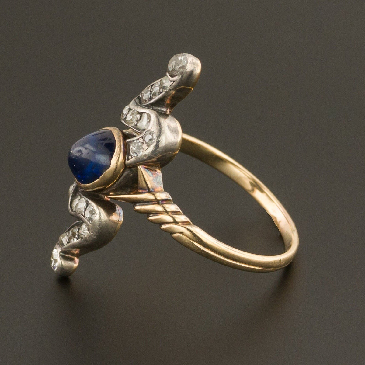 Sapphire &amp; Diamond Ring | Antique Ring - Trademark Antiques