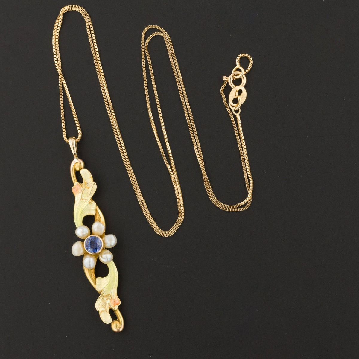 Sapphire &amp; Pearl Flower Pendant | Antique Pin Conversion - Trademark Antiques