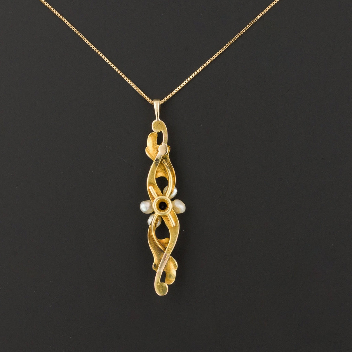 Sapphire &amp; Pearl Flower Pendant | Antique Pin Conversion - Trademark Antiques