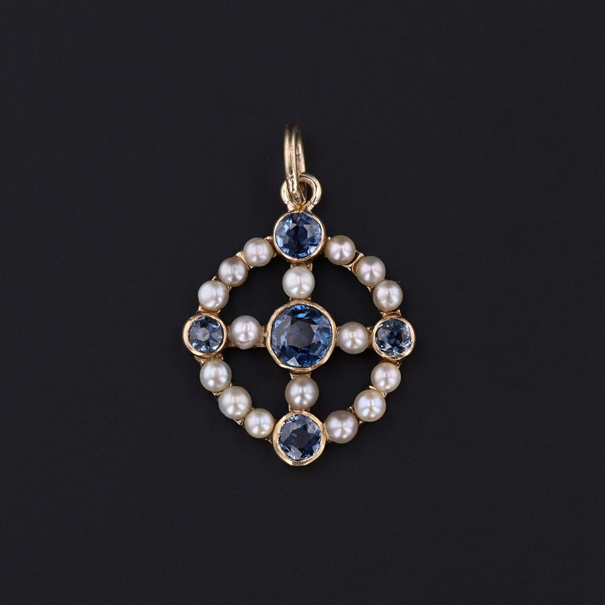 Sapphire &amp; Pearl Pendant | Pin Conversion Pendant - Trademark Antiques