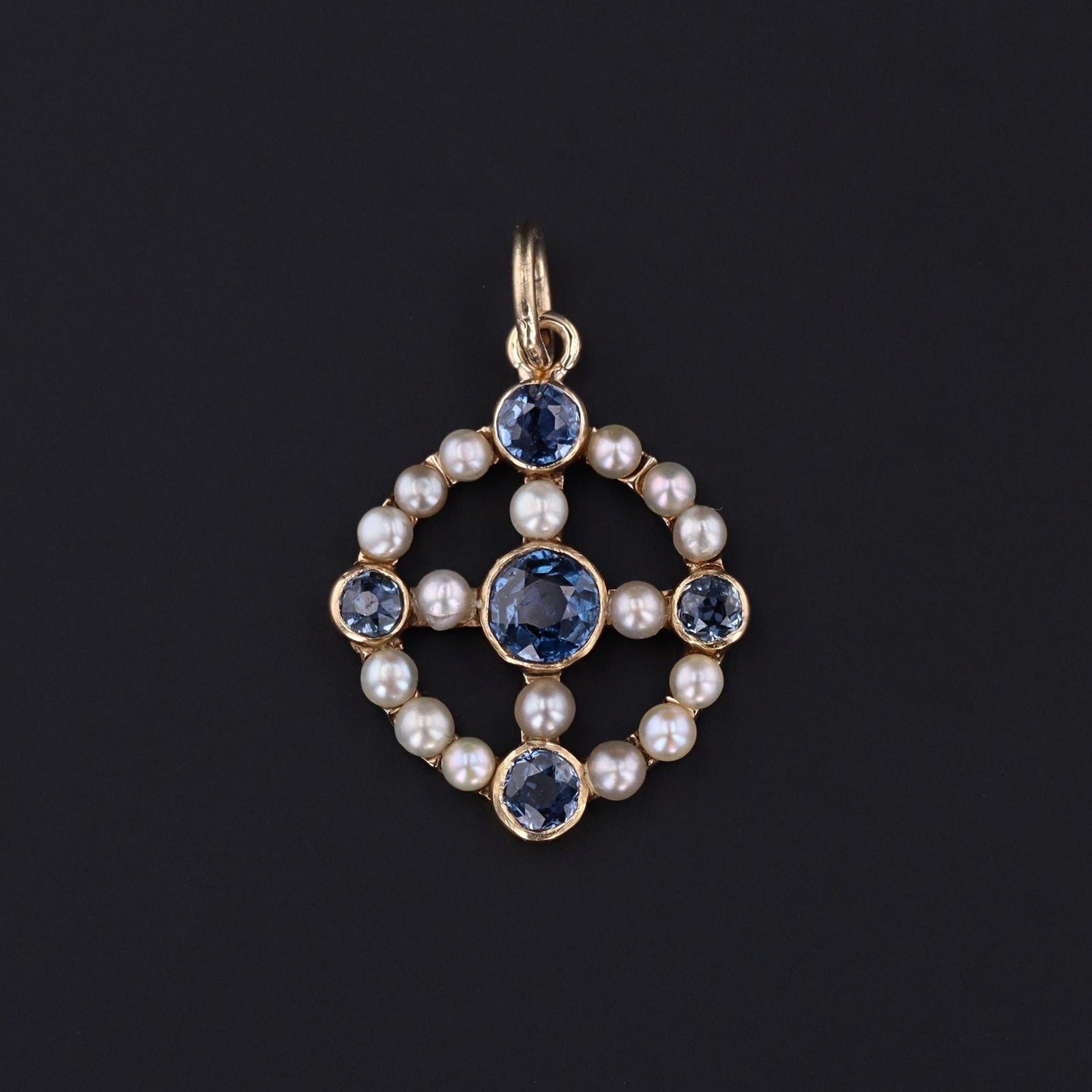 Sapphire & Pearl Pendant | Pin Conversion Pendant - Trademark Antiques