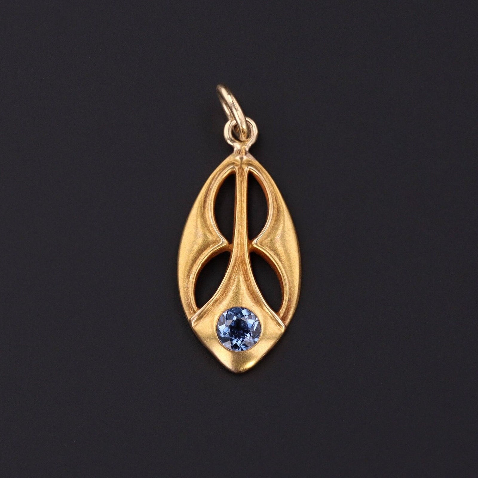 Sapphire Pendant or Charm | 14k Gold Charm - Trademark Antiques