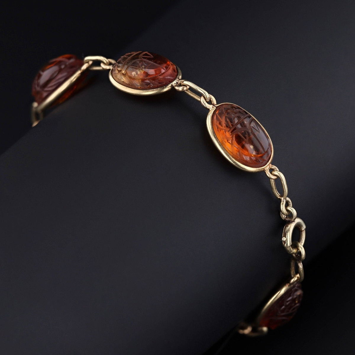 Scarab Bracelet | 14k Gold &amp; Citrine Bracelet - Trademark Antiques