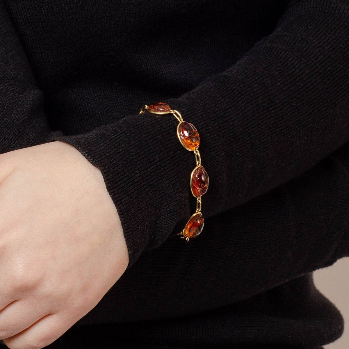 Scarab Bracelet | 14k Gold &amp; Citrine Bracelet - Trademark Antiques