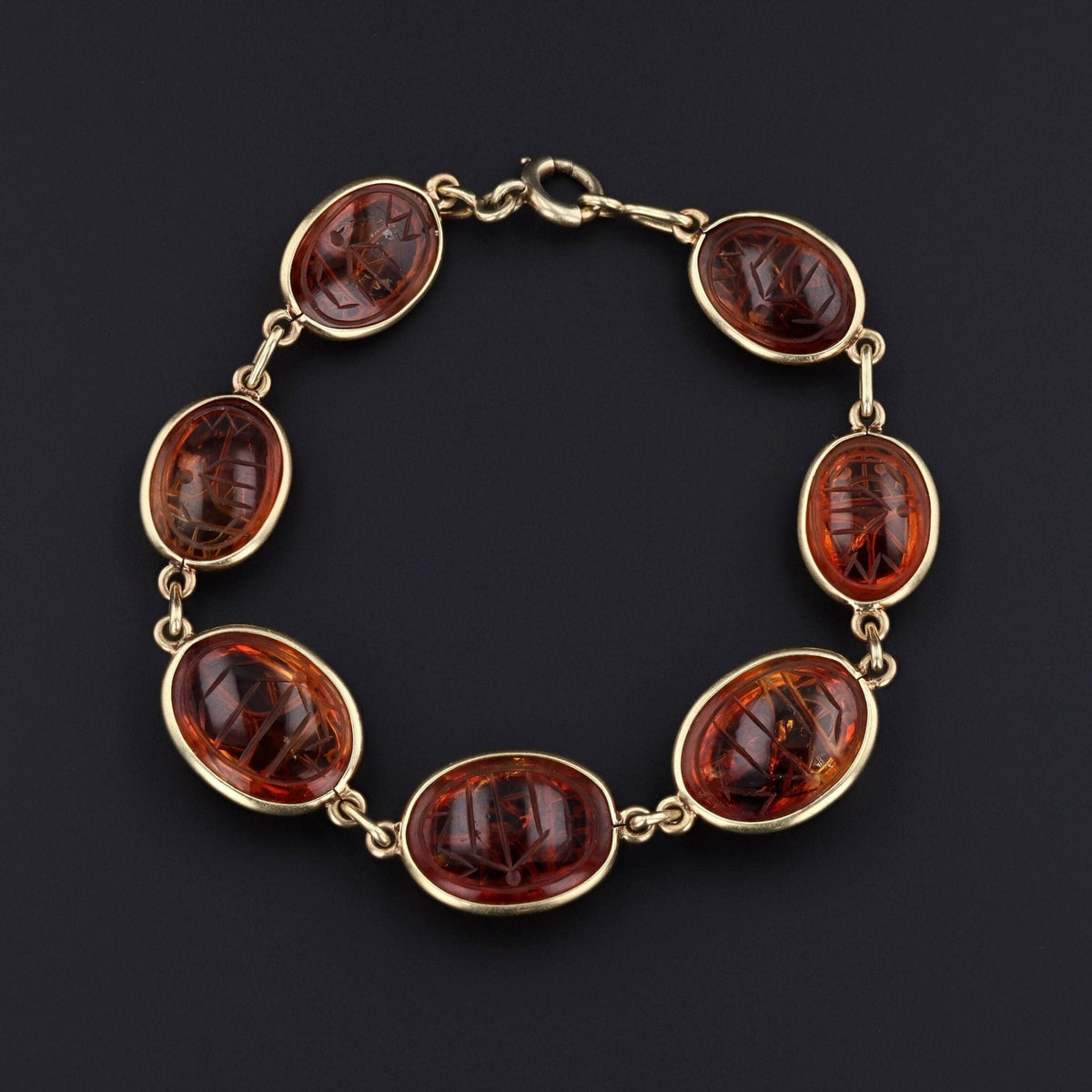 Scarab Bracelet | 14k Gold &amp; Citrine Bracelet - Trademark Antiques