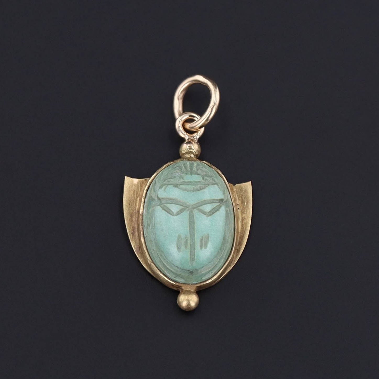 Scarab Charm | 14k Gold Scarab Charm - Trademark Antiques