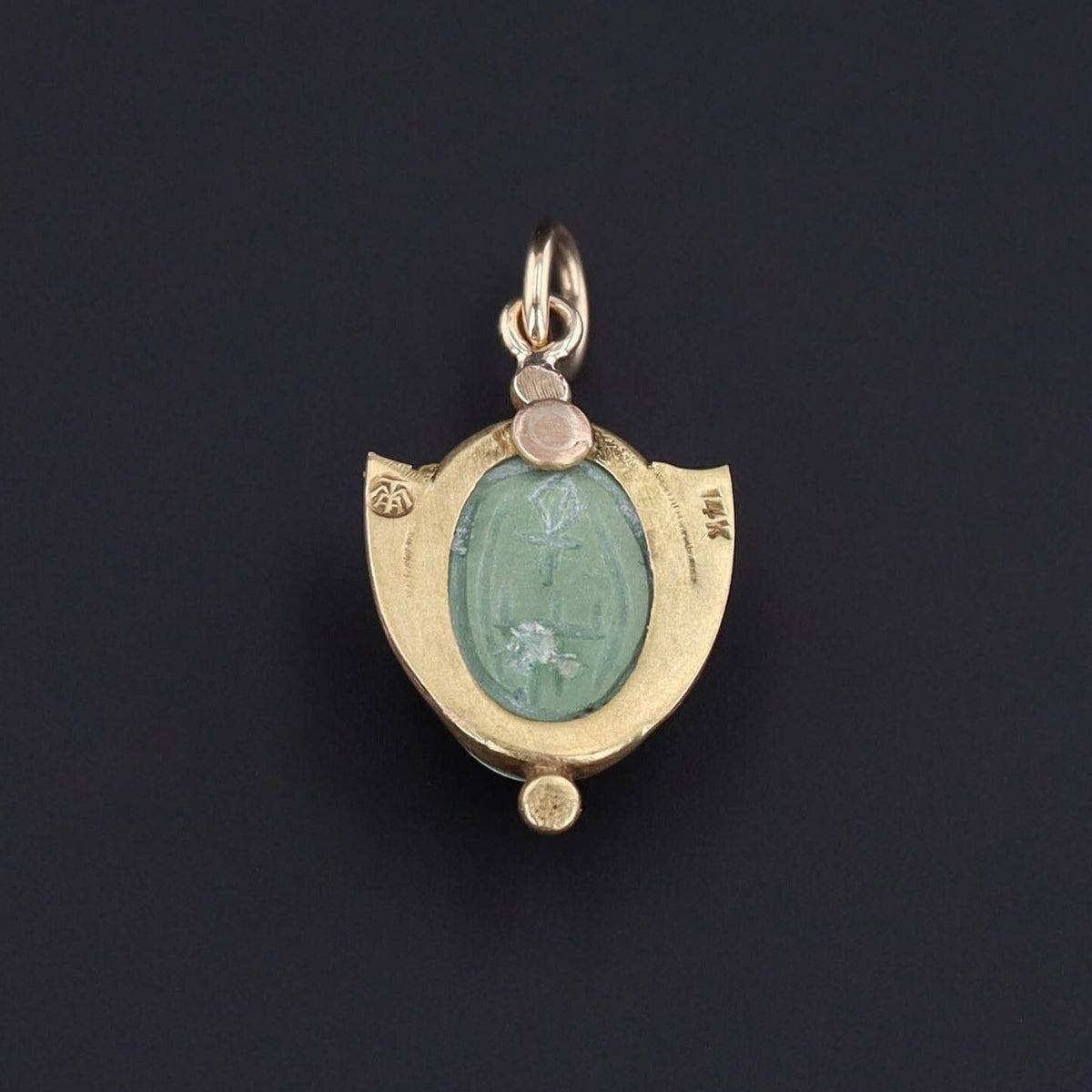 Scarab Charm | 14k Gold Scarab Charm - Trademark Antiques