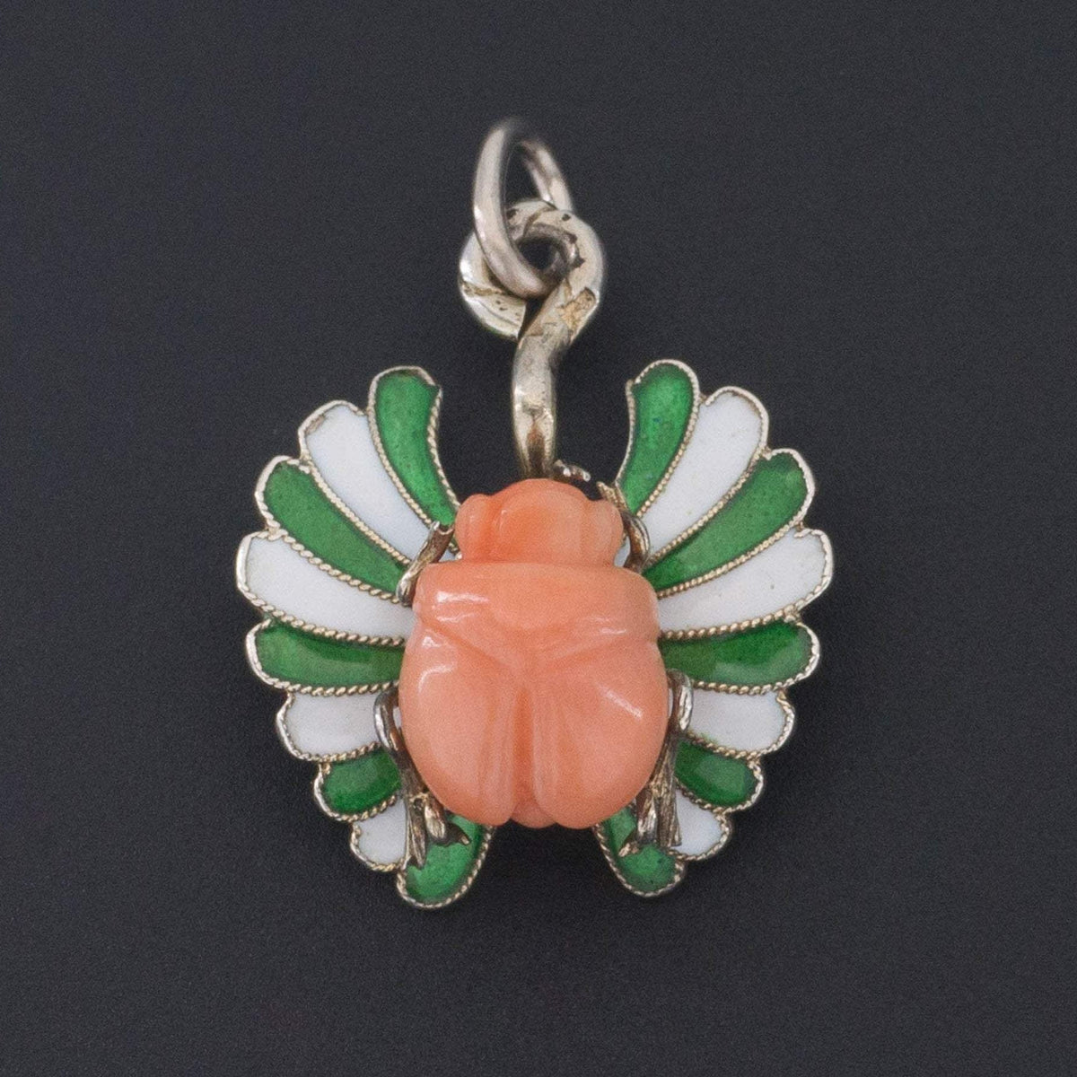 Scarab Charm | Vintage Enamel Scarab Charm - Trademark Antiques