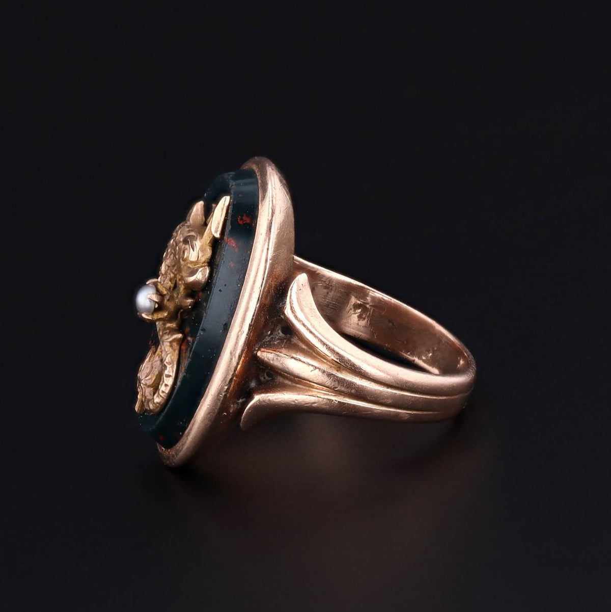 Sea Serpent Ring | Bloodstone Ring - Trademark Antiques