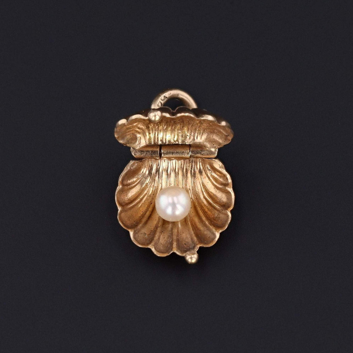 Shell Charm | Scallop Shell with Pearl Charm - Trademark Antiques