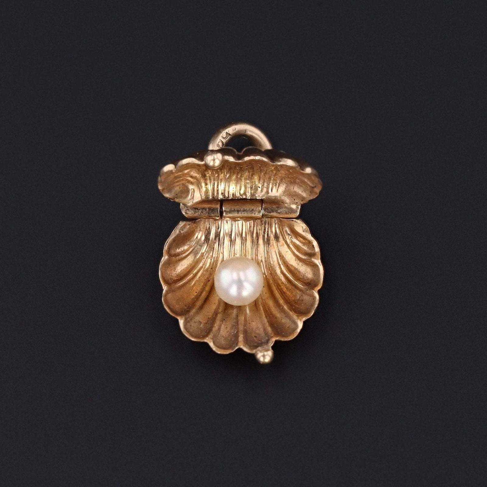 Shell Charm | Scallop Shell with Pearl Charm - Trademark Antiques