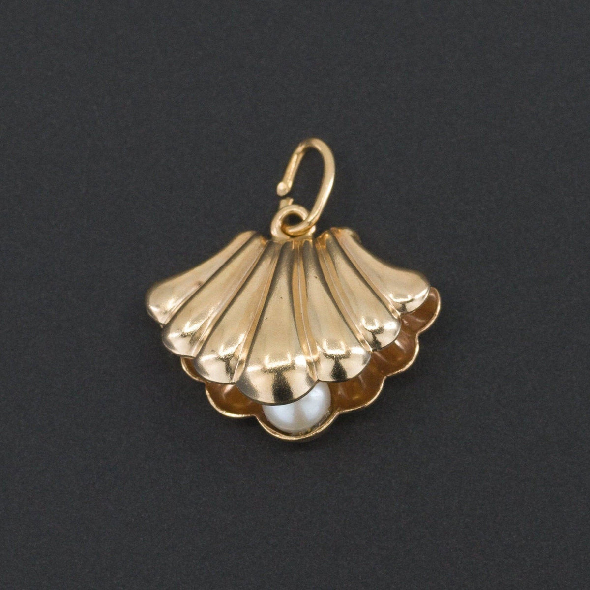 Shell Charm | Scallop Shell with Pearl Charm - Trademark Antiques