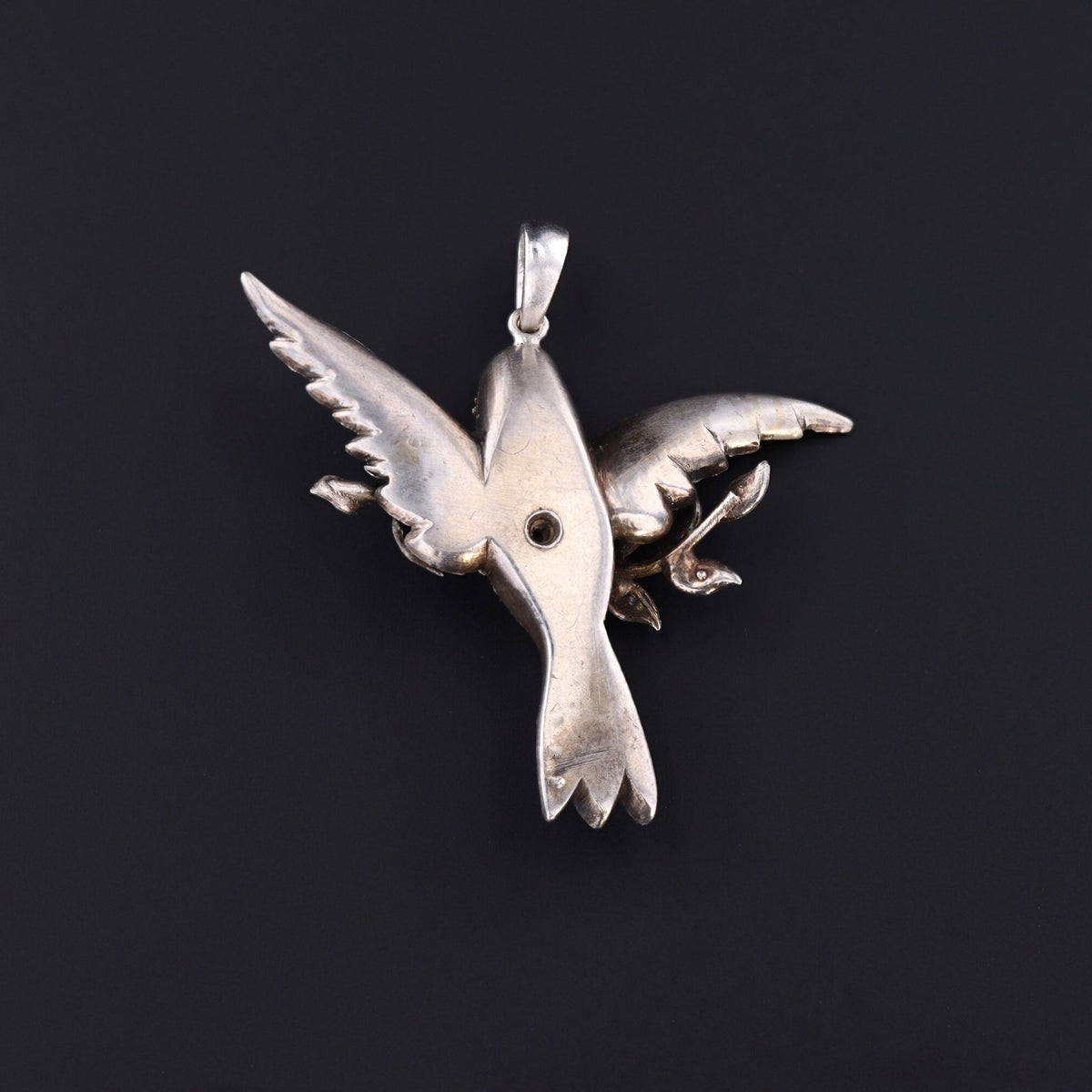 Silver Bird Pendant | Antique Turquoise &amp; Pearl Bird Pendant - Trademark Antiques