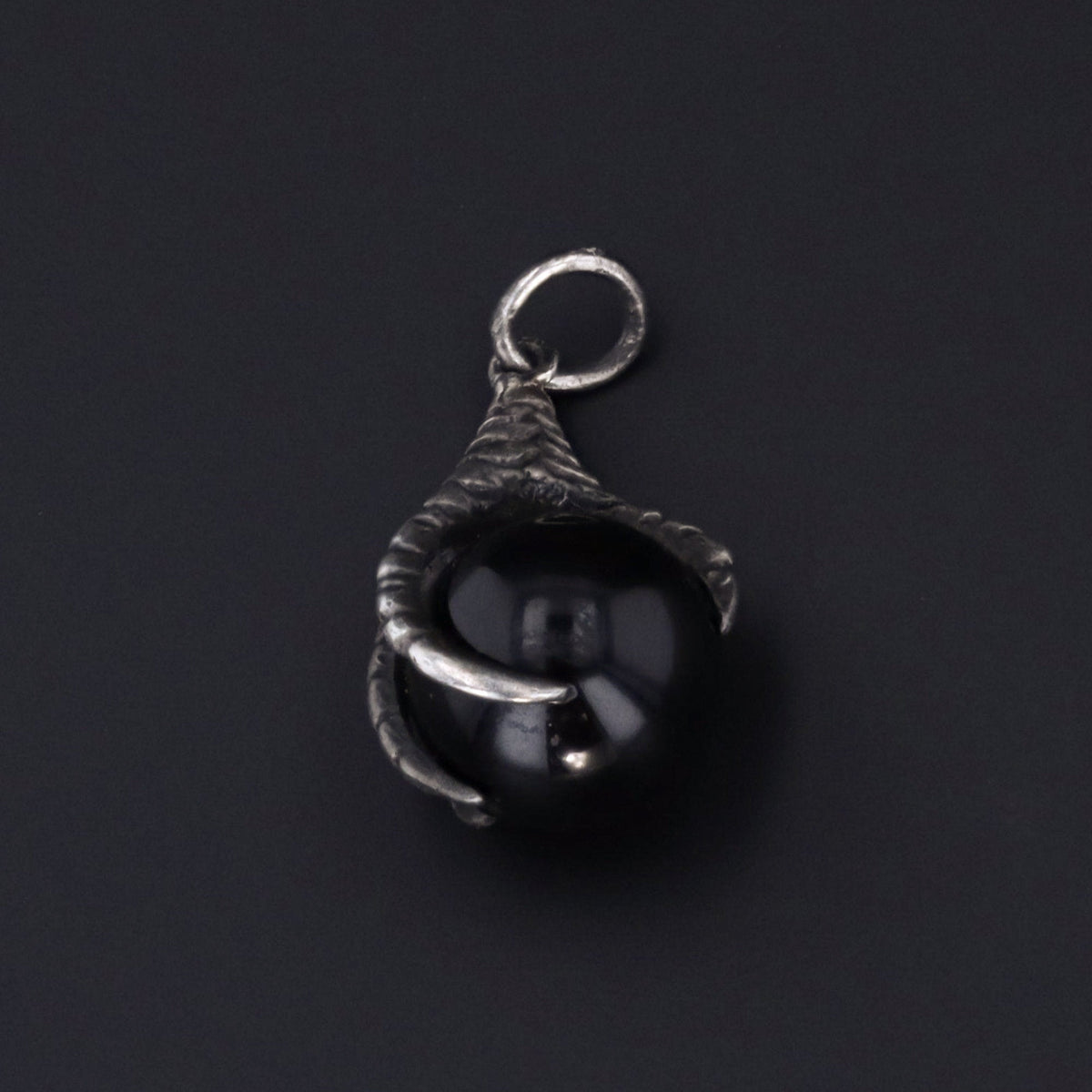 Silver &amp; Onyx Talon or Claw Charm | Antique Diamond Talon Charm - Trademark Antiques
