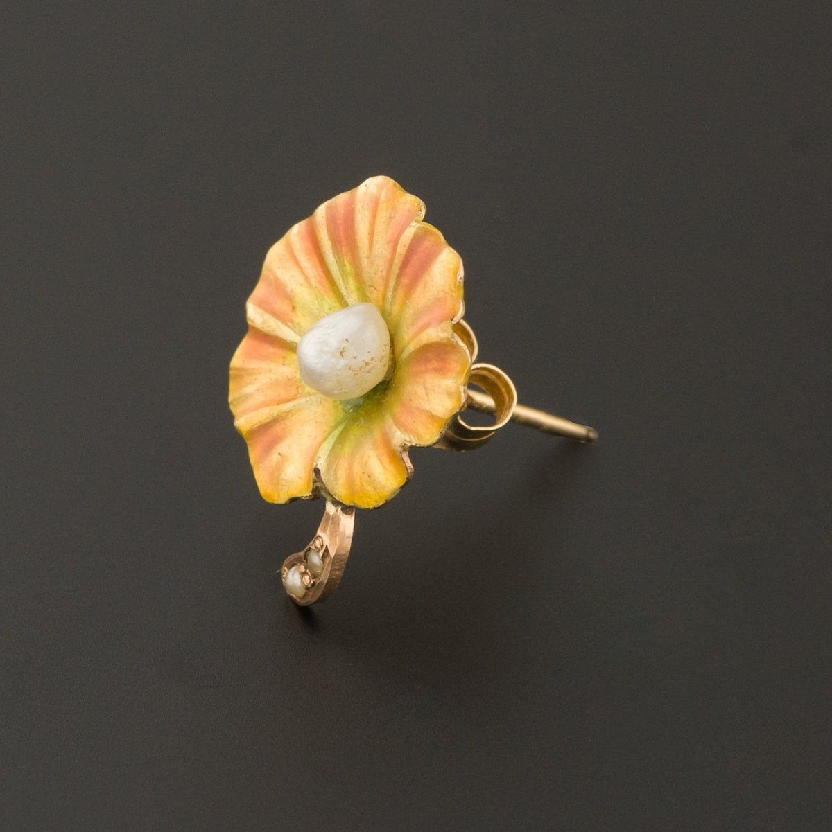 Single Stud Earring | Gold Flower Earring - Trademark Antiques