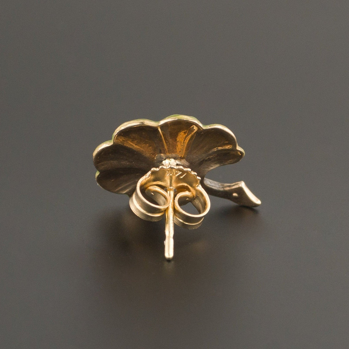 Single Stud Earring | Gold Flower Earring - Trademark Antiques