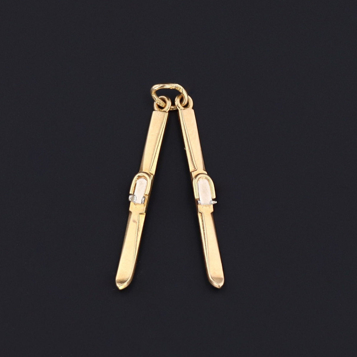 Skis Charm | Vintage 14k Gold Charm - Trademark Antiques
