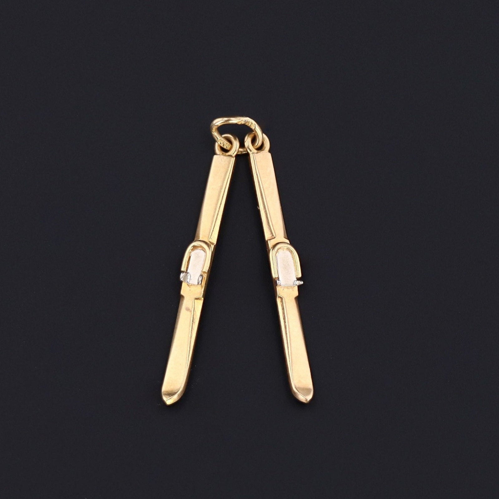 Skis Charm | Vintage 14k Gold Charm - Trademark Antiques