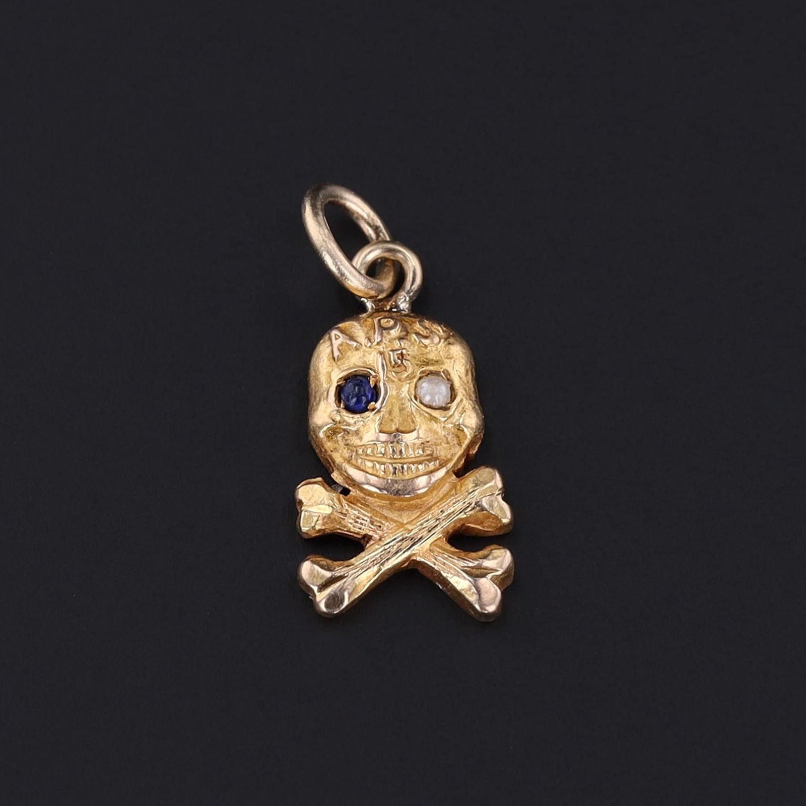 Skull and Crossbones Charm | 14k Gold Skull Charm - Trademark Antiques