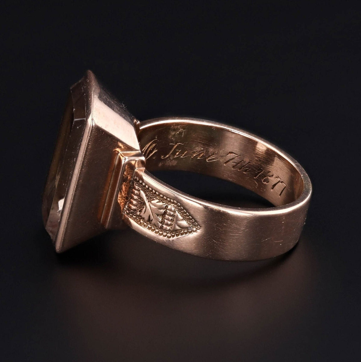 Smoky Quartz Ring | 14k Gold Smokey Quartz Ring - Trademark Antiques