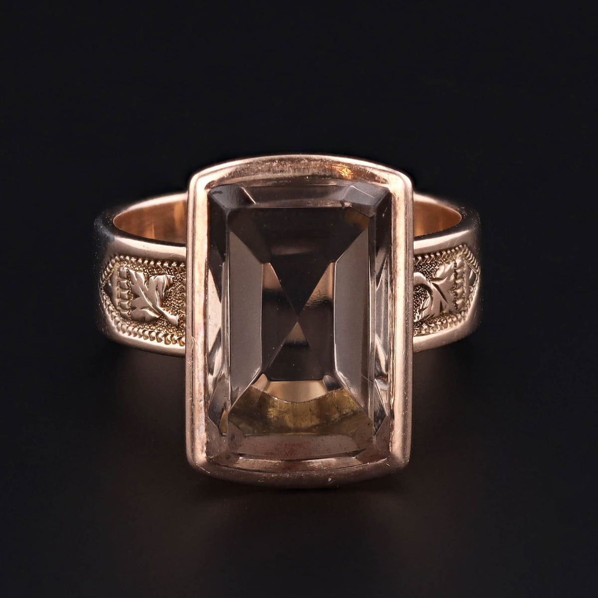Smoky Quartz Ring | 14k Gold Smokey Quartz Ring - Trademark Antiques