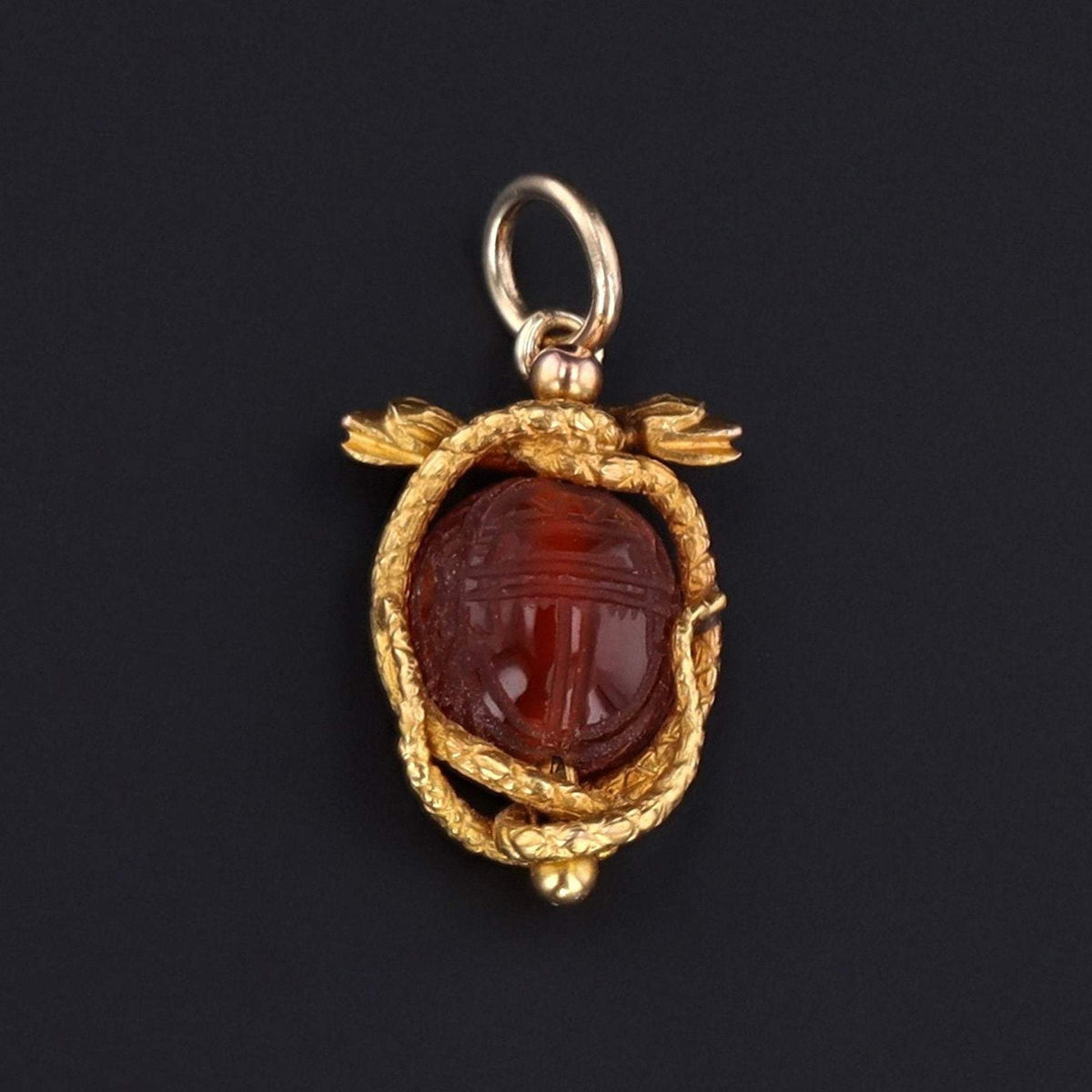Snake Charm | Carnelian Scarab &amp; Snake Charm - Trademark Antiques