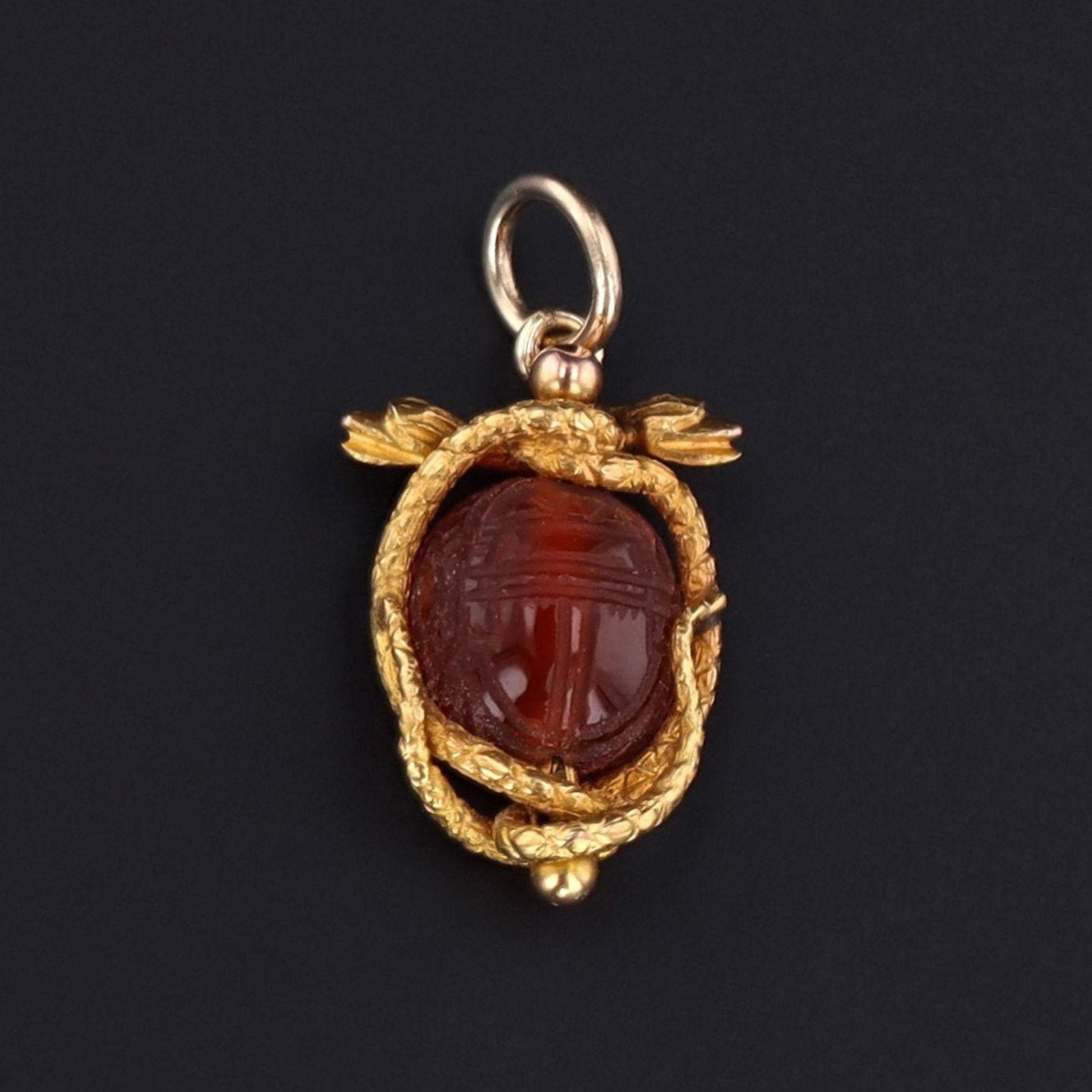 Snake Charm | Carnelian Scarab & Snake Charm - Trademark Antiques