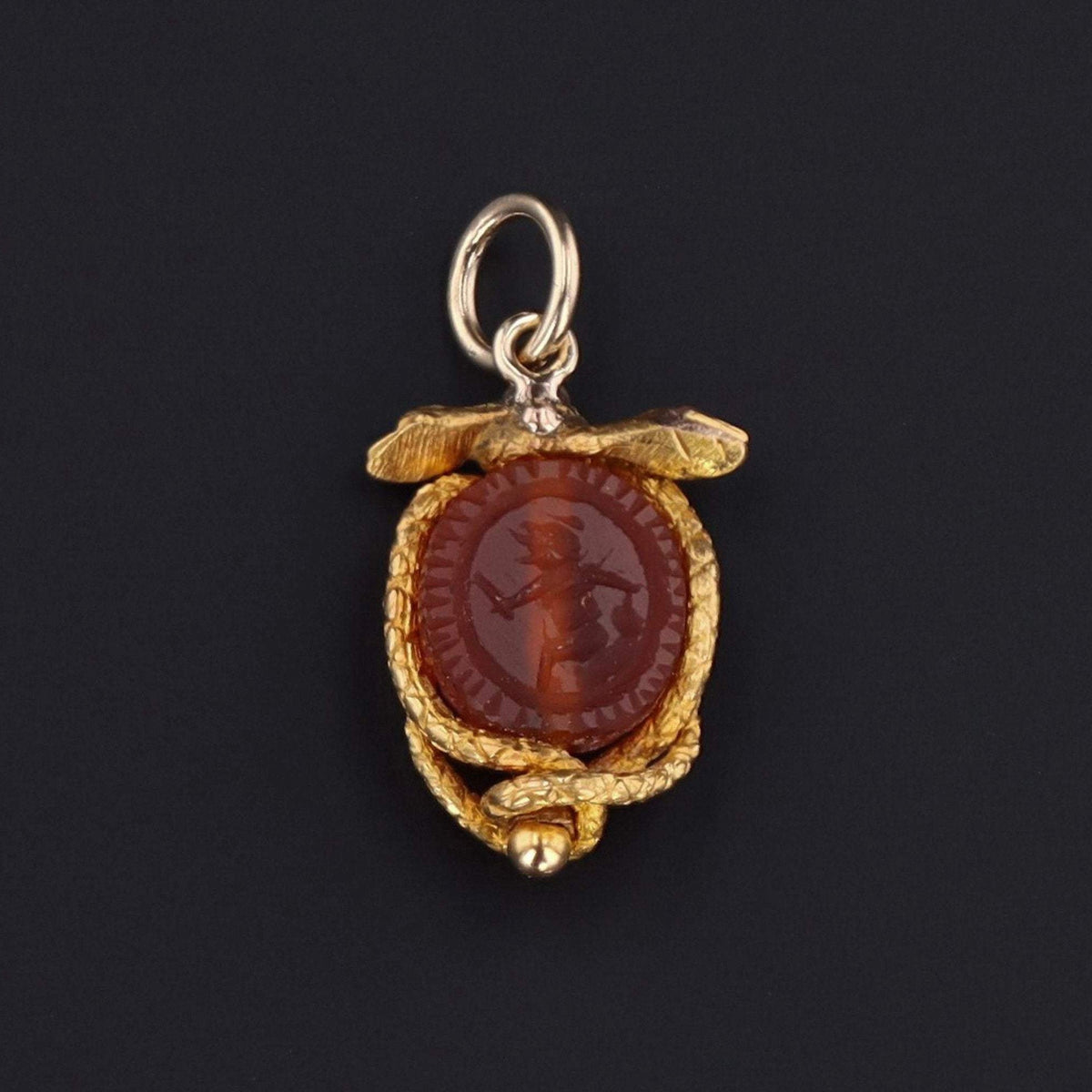 Snake Charm | Carnelian Scarab &amp; Snake Charm - Trademark Antiques