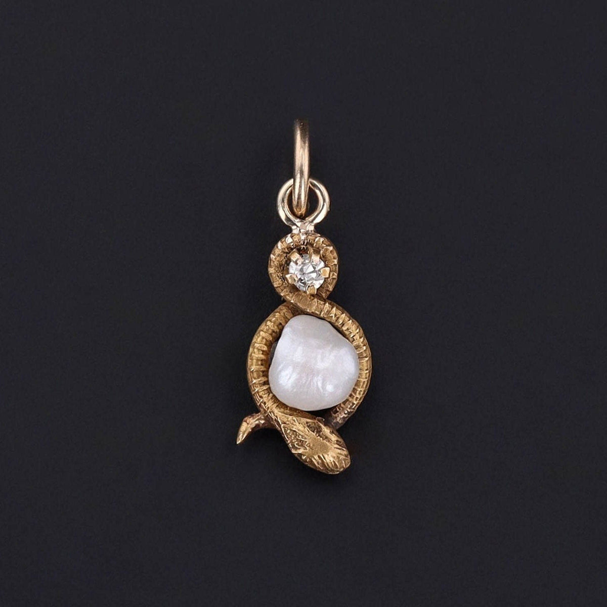 Snake Charm | Pearl Charm - Trademark Antiques