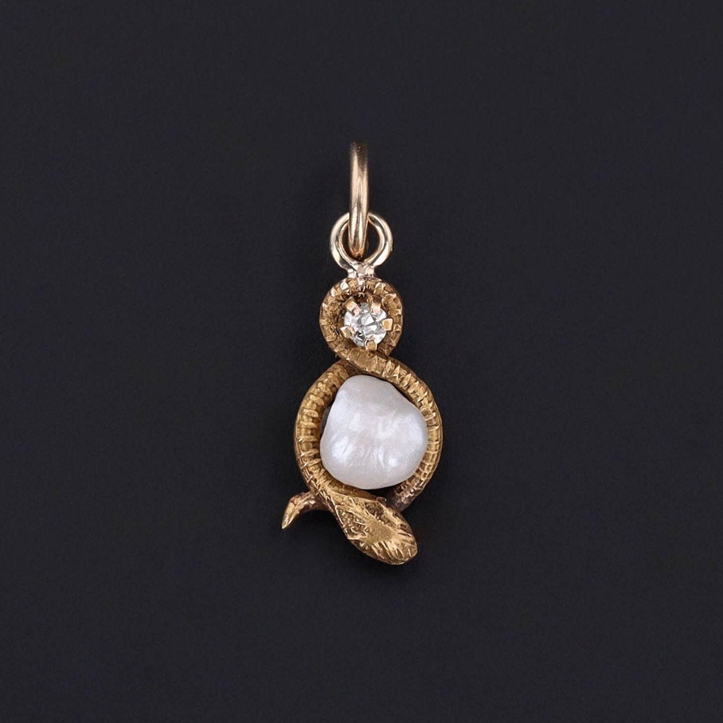 Snake Charm | Pearl Charm - Trademark Antiques