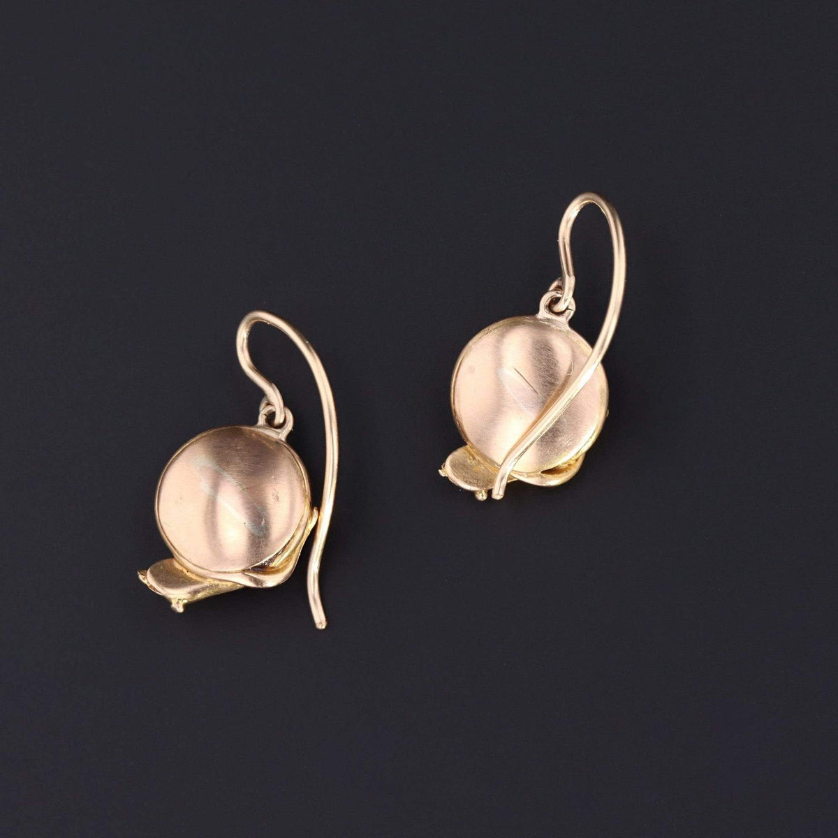 Snake Earrings | 14k Gold &amp; Coral Snake Earrings - Trademark Antiques
