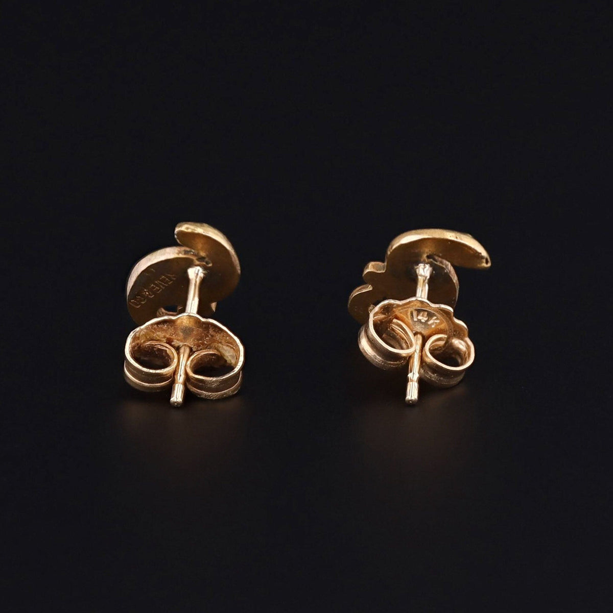 Snake Earrings | 14k Gold &amp; Enamel Earrings - Trademark Antiques