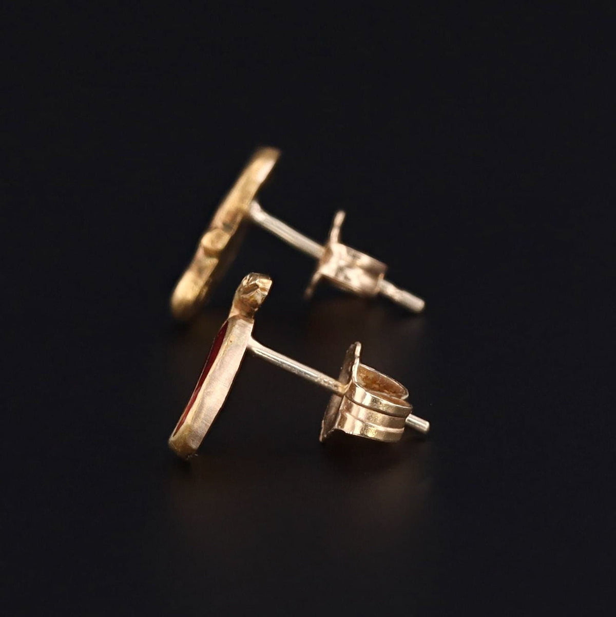 Snake Earrings | 14k Gold &amp; Enamel Earrings - Trademark Antiques