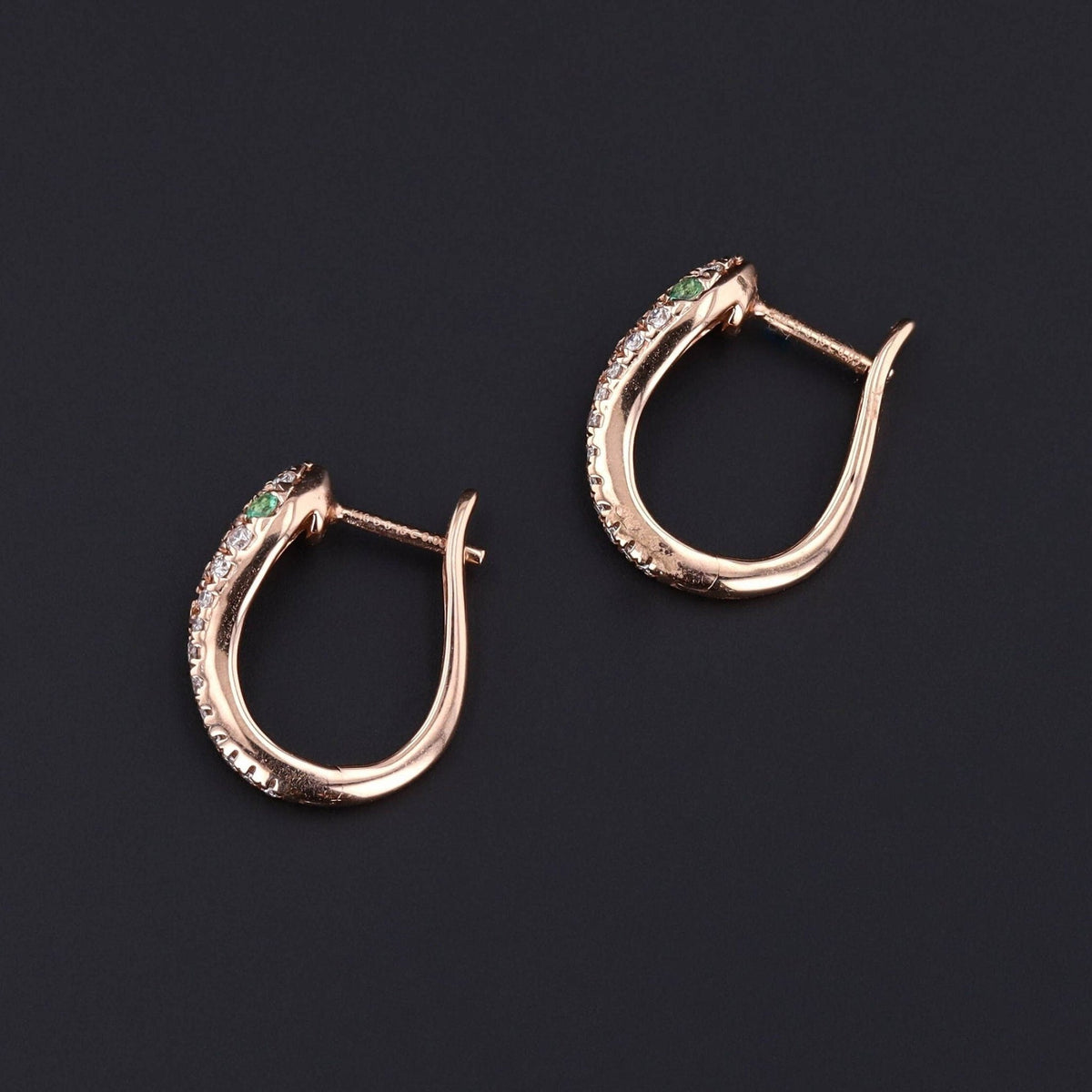 Snake Earrings | Diamond Hoops - Trademark Antiques