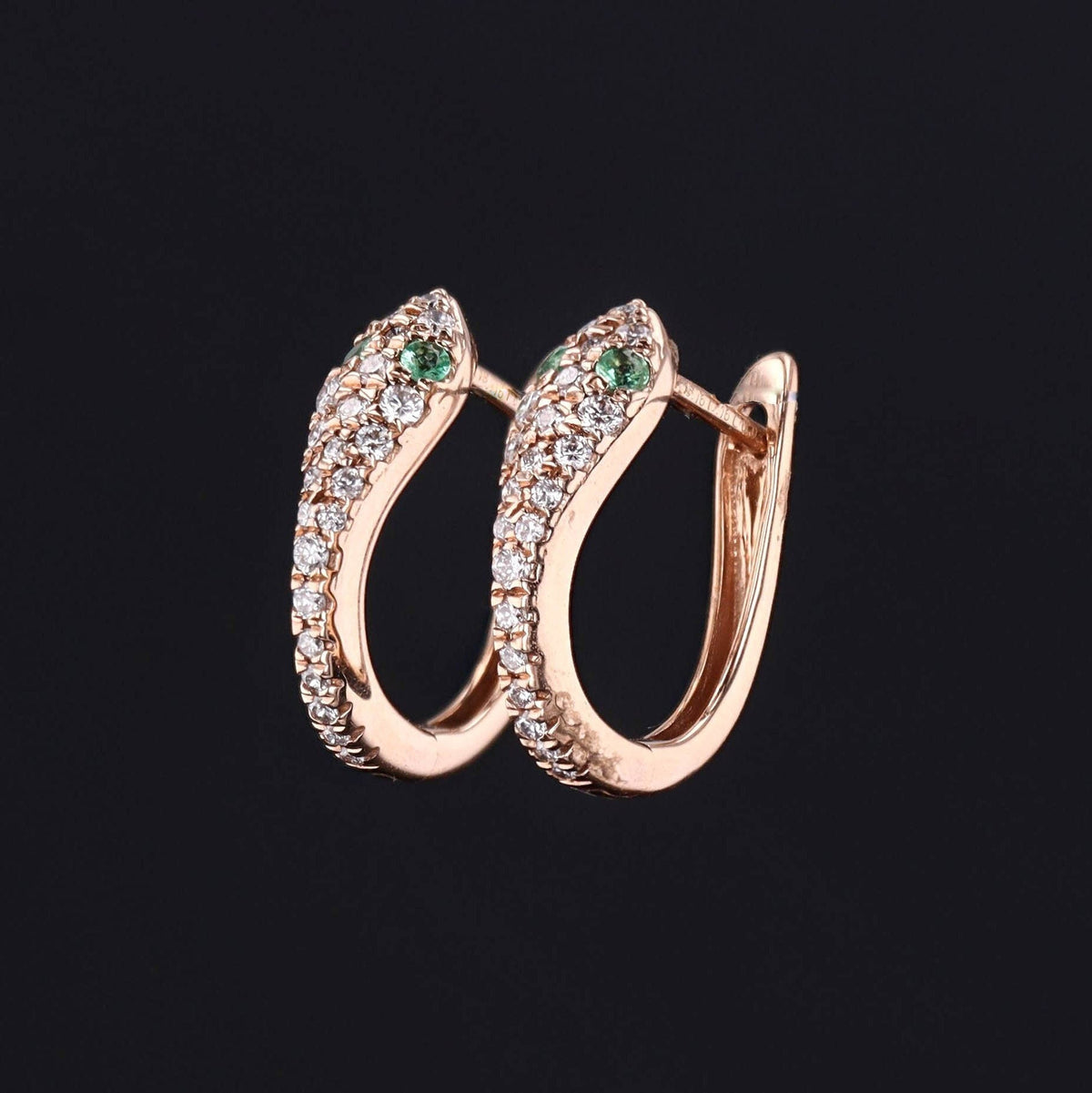Snake Earrings | Diamond Hoops - Trademark Antiques