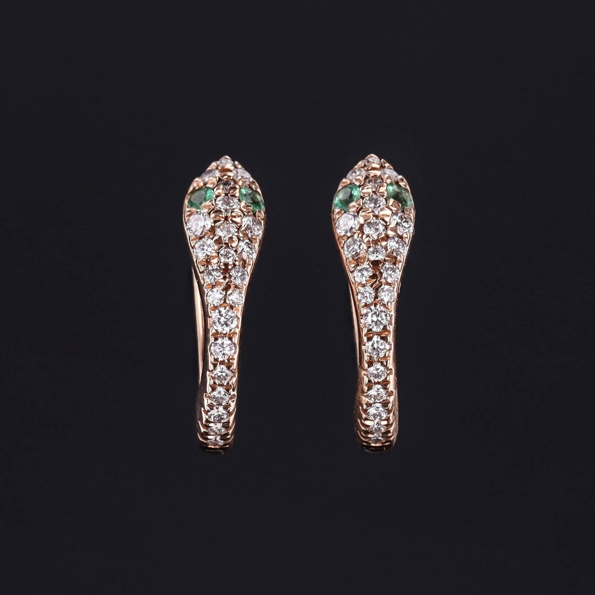 Snake Earrings | Diamond Hoops - Trademark Antiques
