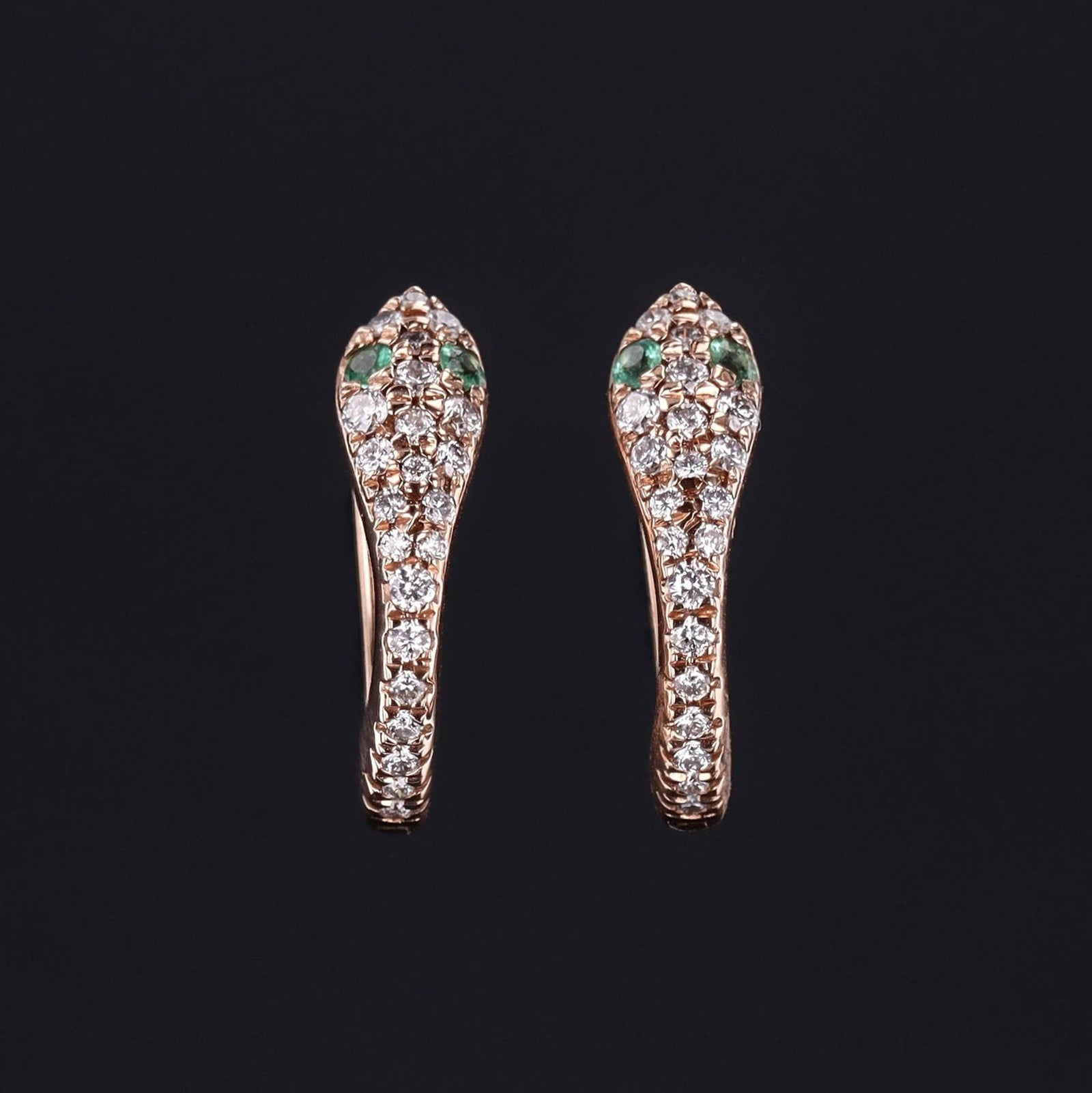 Snake Earrings | Diamond Hoops - Trademark Antiques