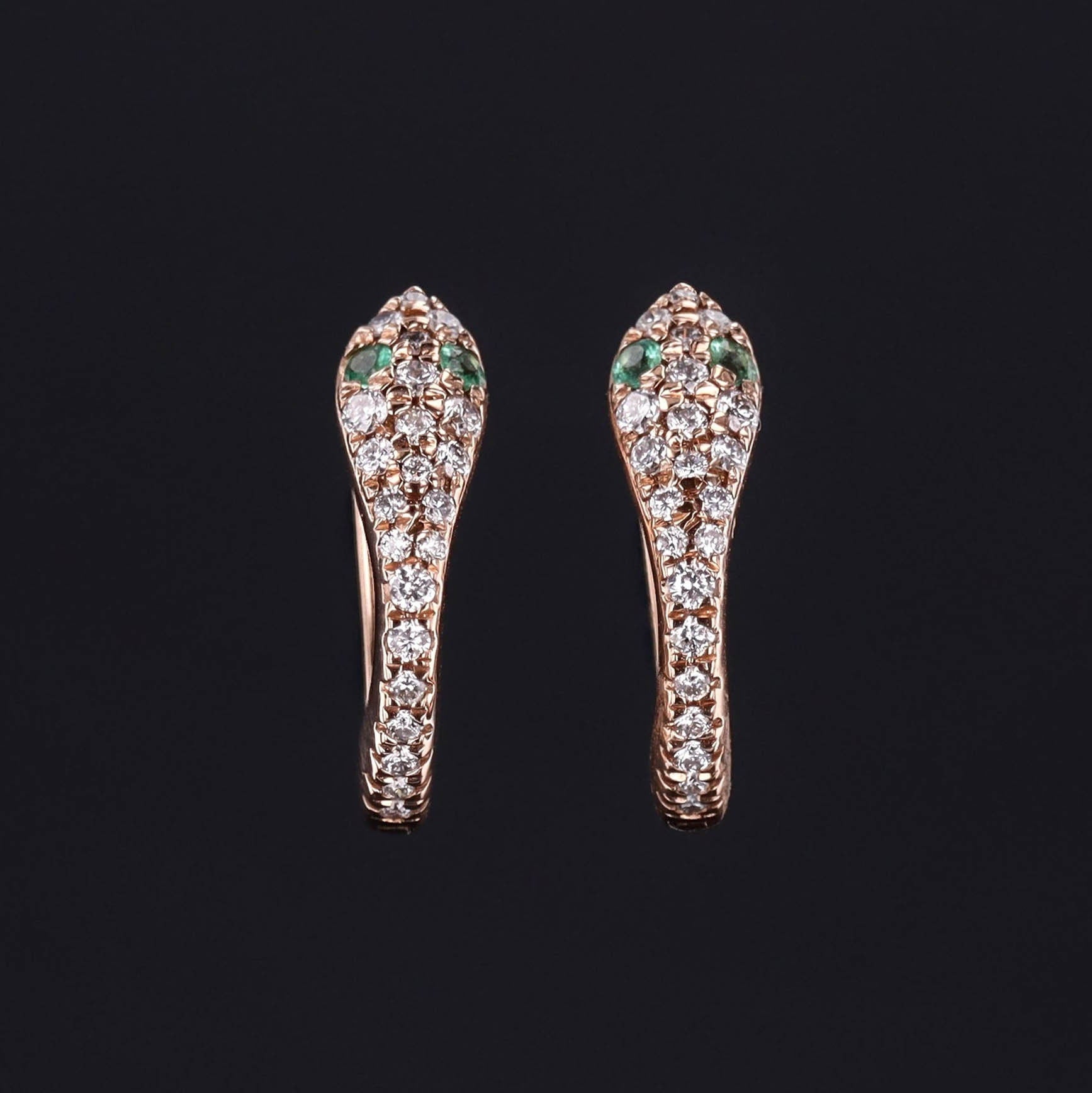 Snake Earrings | Diamond Hoops - Trademark Antiques