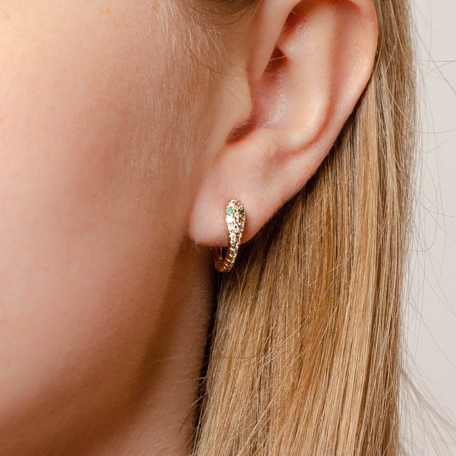 Snake Earrings | Diamond Hoops - Trademark Antiques