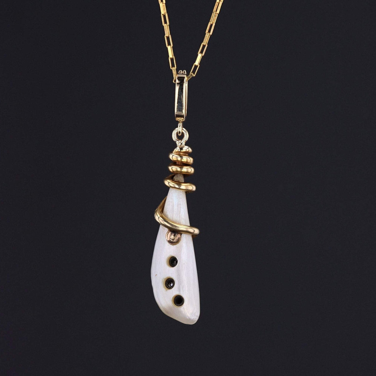 Snake Pendant | Antique Baroque Pearl &amp; Diamond Pendant - Trademark Antiques
