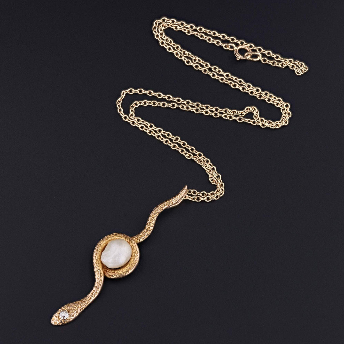 Snake Pendant | Antique Baroque Pearl Pendant - Trademark Antiques