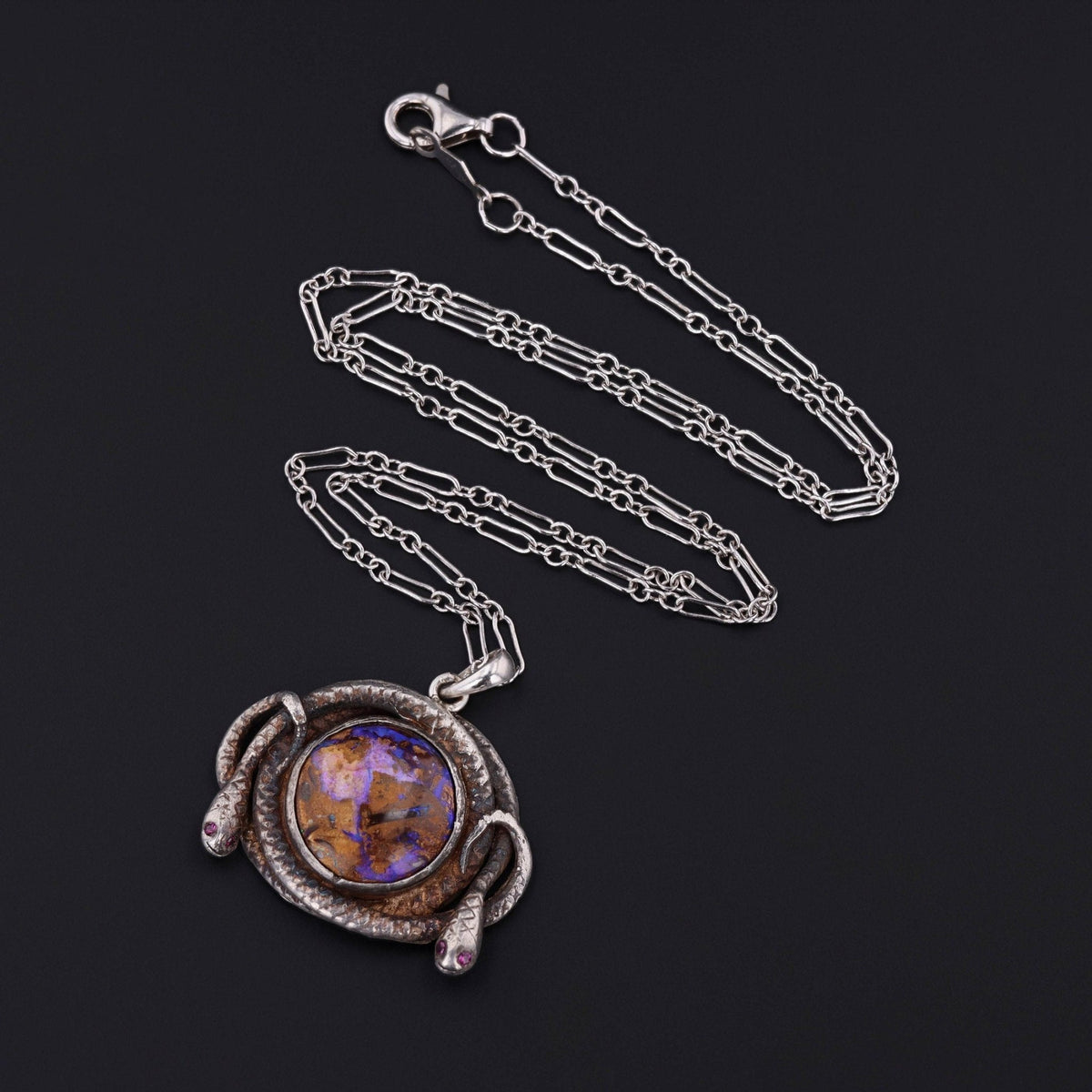 Snake Pendant | Boulder Opal Necklace - Trademark Antiques