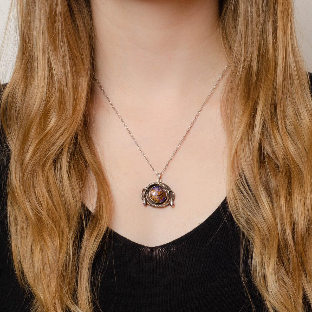 Snake Pendant | Boulder Opal Necklace - Trademark Antiques