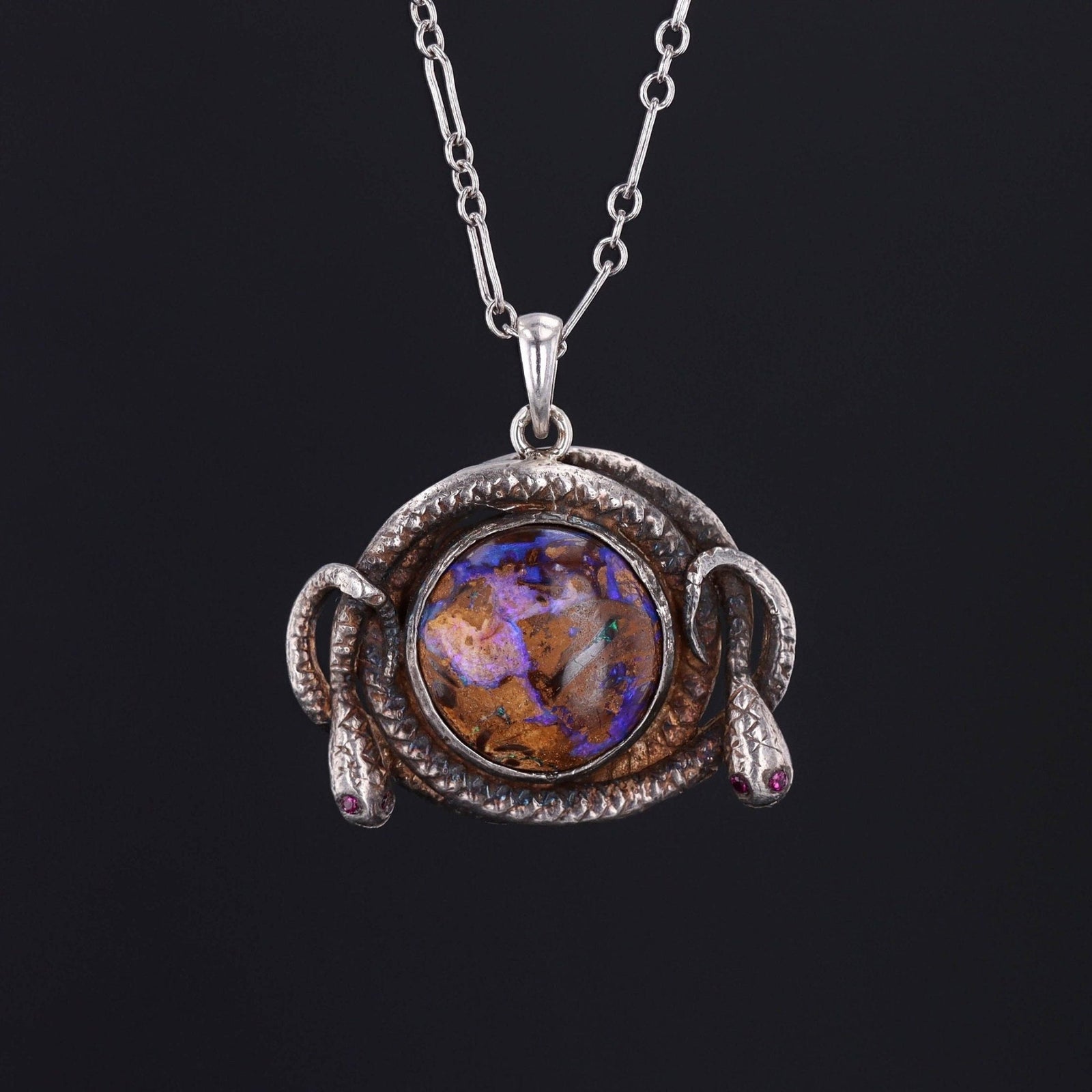 Snake Pendant | Boulder Opal Necklace - Trademark Antiques