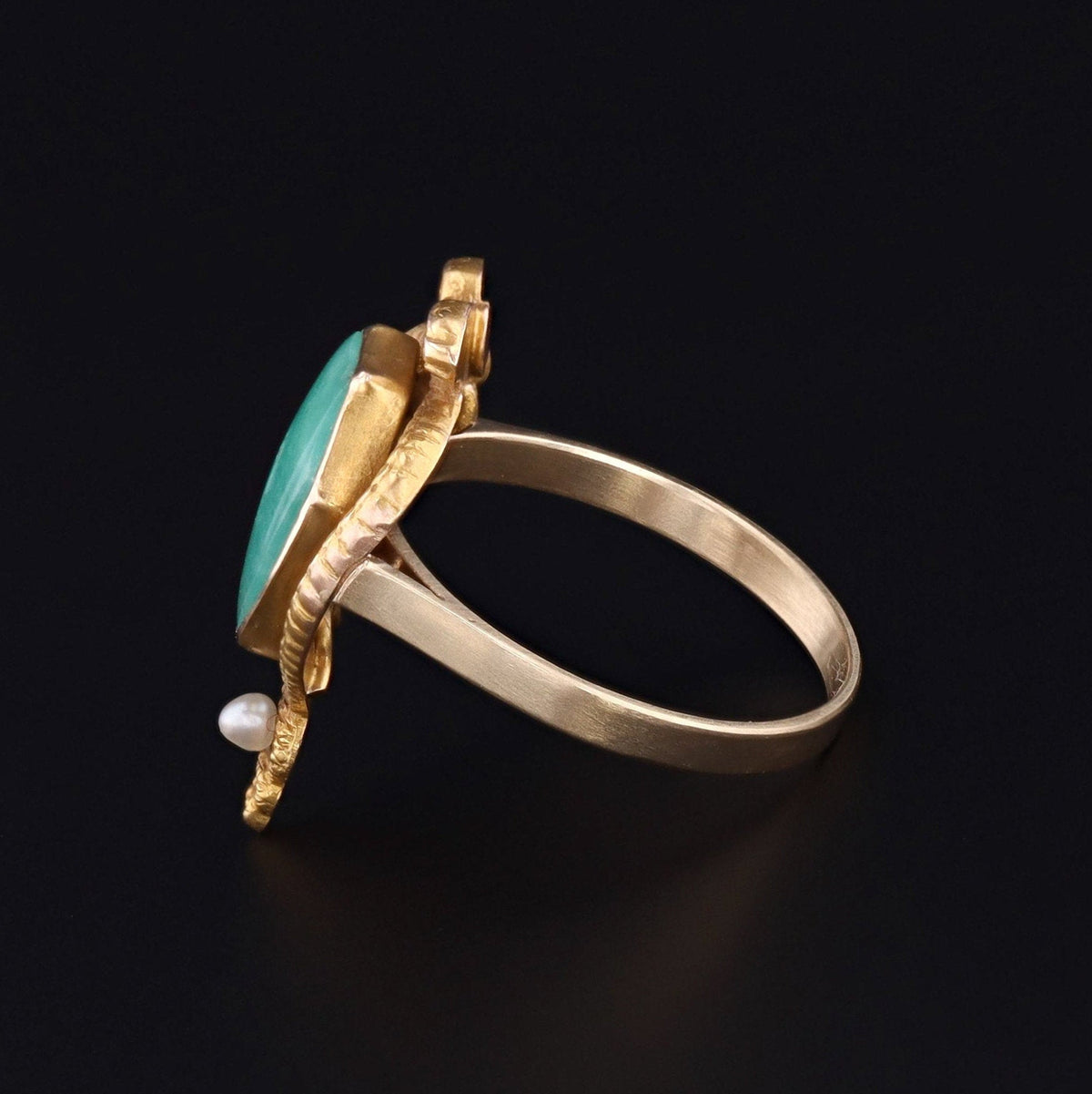 Snake Ring | 14k Gold &amp; Amazonite Ring - Trademark Antiques
