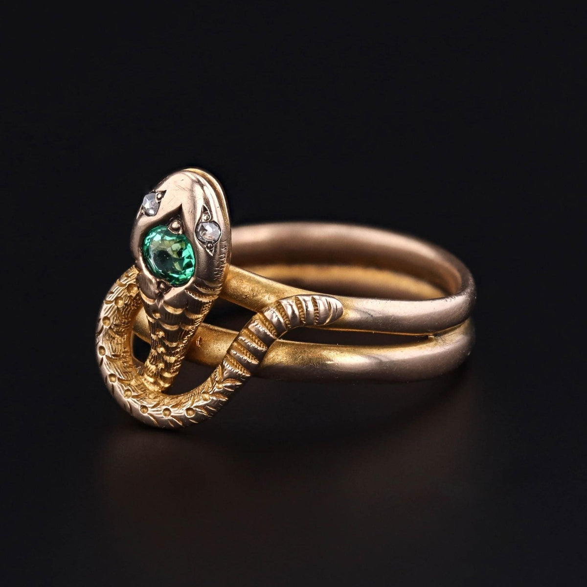 Snake Ring | Emerald Ring - Trademark Antiques