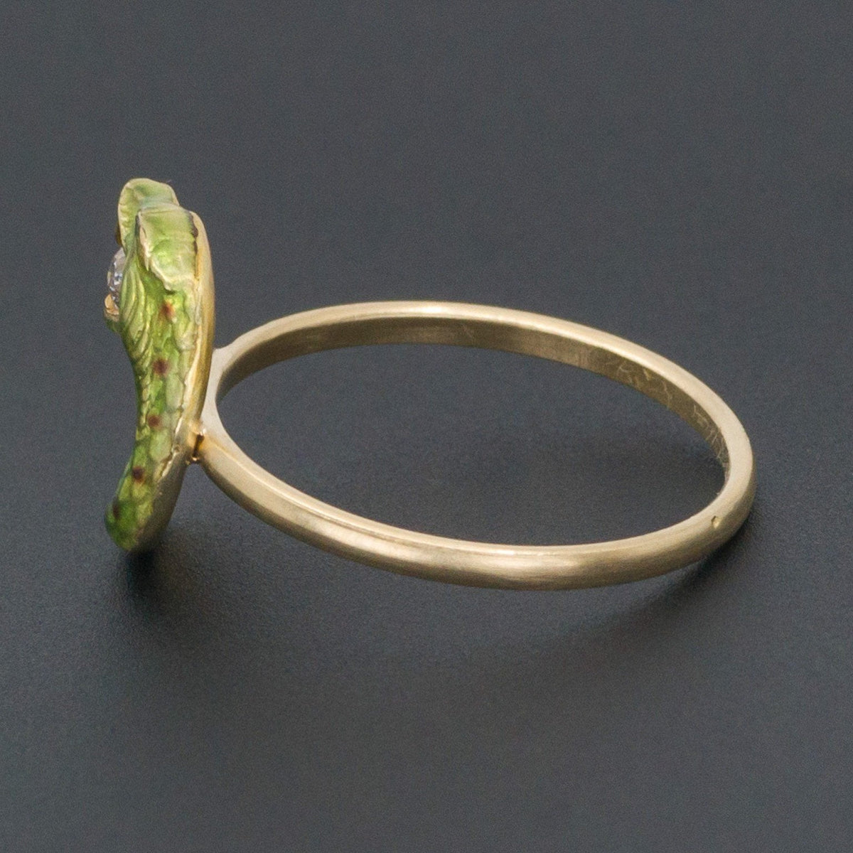Snake Ring | Enamel &amp; Diamond Snake Ring - Trademark Antiques