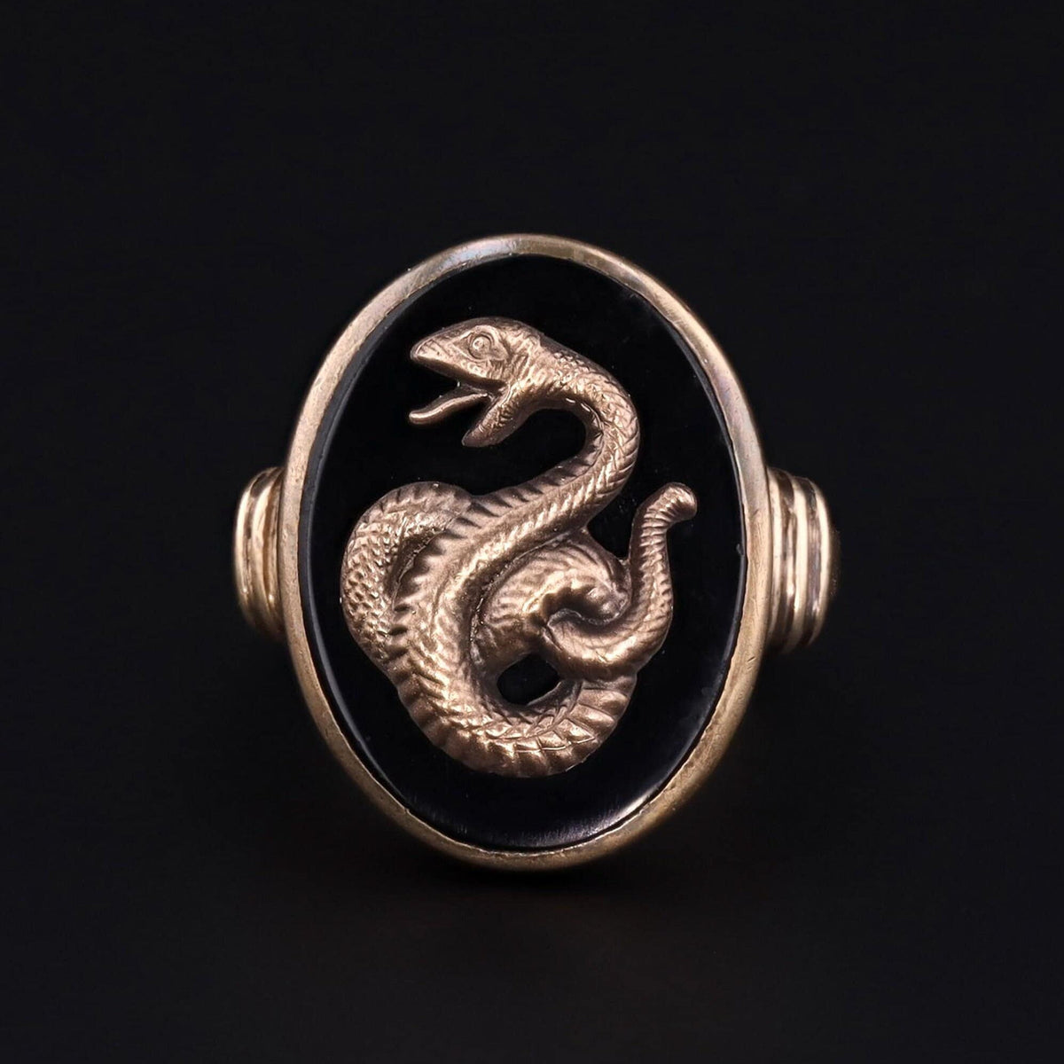 Snake Ring | Onyx Snake Ring - Trademark Antiques